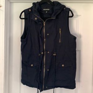 Silver Icing Navy Vest with Hood